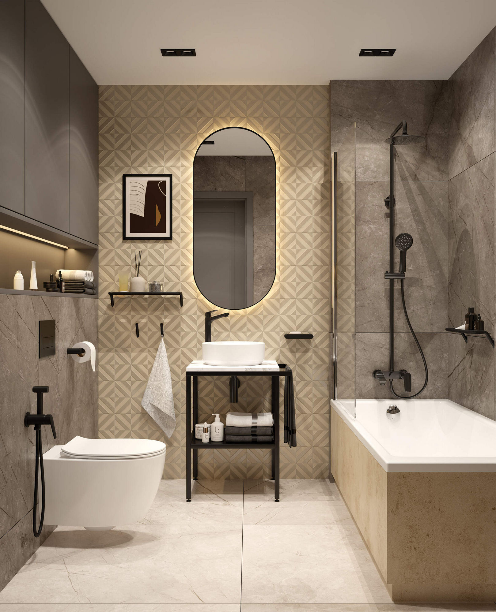 Душевая колонна со смесителем для ванной Deante Coriander Nero, NAC_N1JM