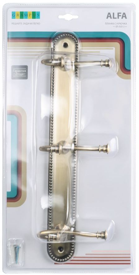 Планка 3 крючка Grampus Alfa, GR-9505-3