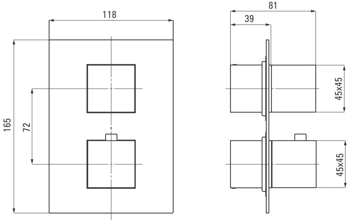 Накладка к боксу термостатическому квадратный Deante Box Nero, BXY_NEAT