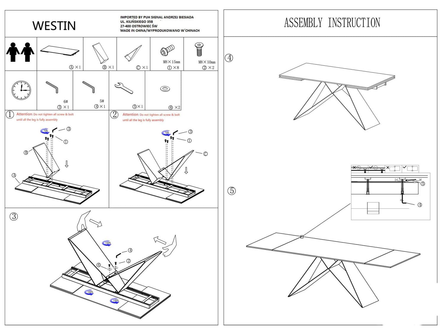 Стол обеденный Signal Westin III Ceramic 160 раскладной белый/черный, WESTINIIIBC160