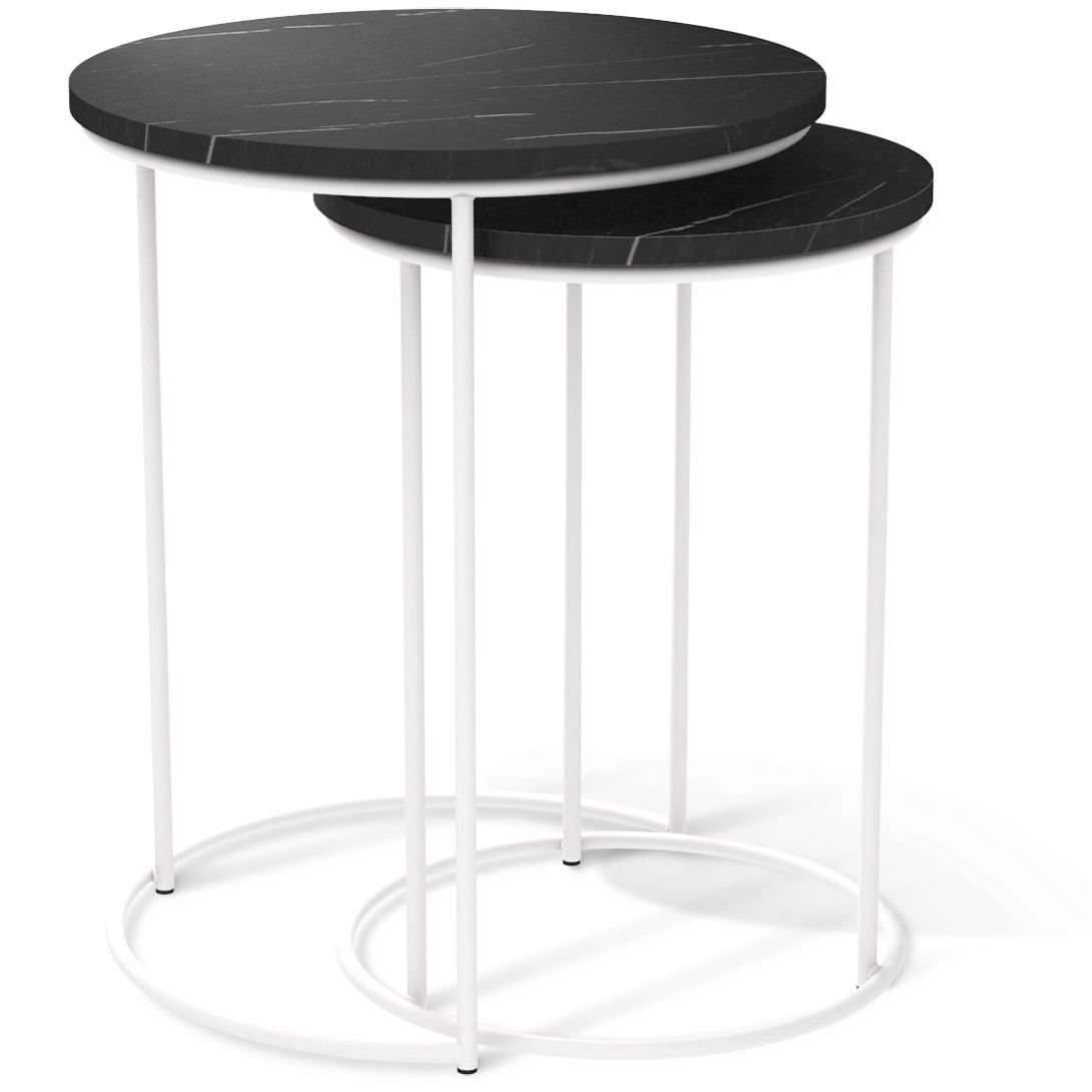 Столик журнальный Sheffilton SHT-CT7 камень пьетра черный/белый муар, 205146