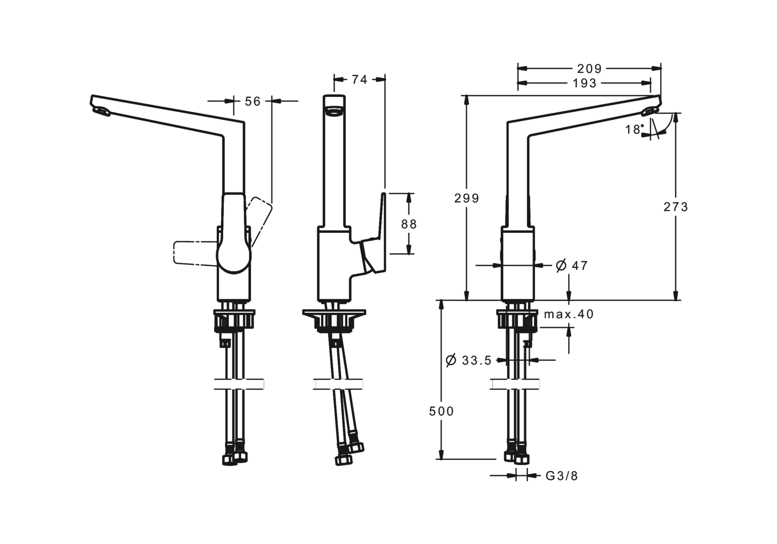 Смеситель для кухни Oras Twista, 3838F