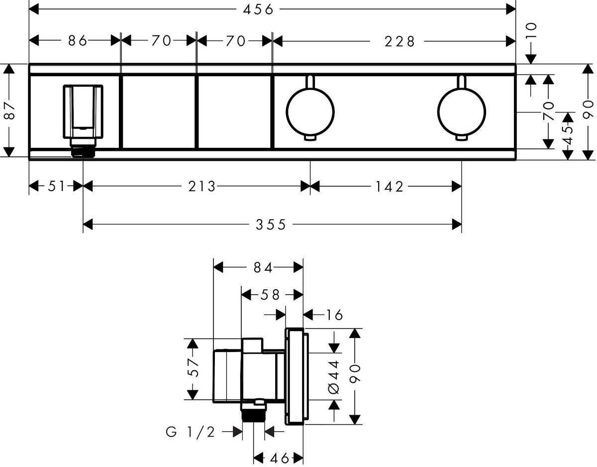 Термостат скрытого монтажа Hansgrohe RainSelect для 2 потребителей, 15355600