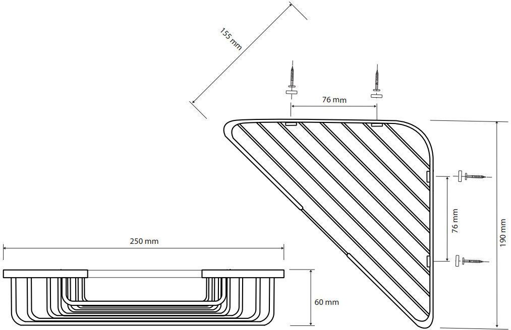 Угловая мыльница 190 мм Bemeta Cytro, 146208342
