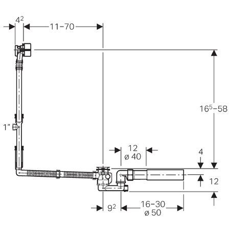 Слив-перелив для большой ванны Geberit, 150.701.00.1