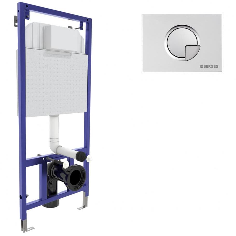 Инсталляция для скрытого монтажа унитаза Berges Novum кнопка R2 матовый хром, 040222