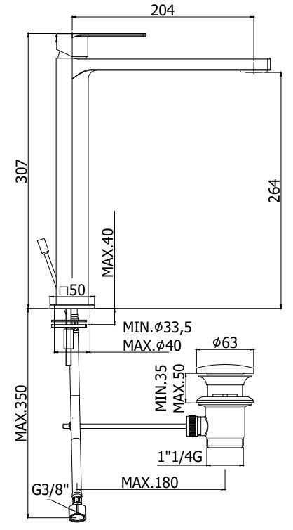 Смеситель для умывальника высокий Paffoni Tango хром, TA081CR