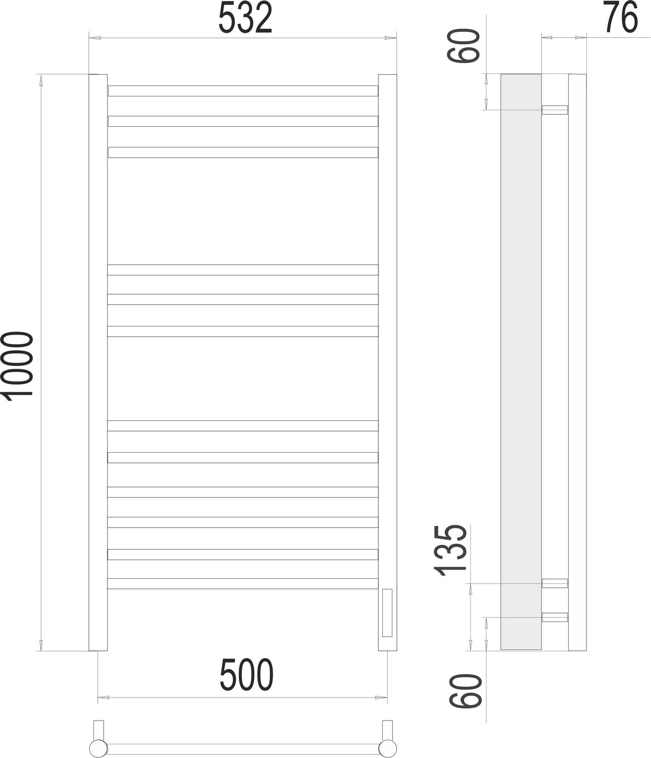 Электрический полотенцесушитель Terminus Аврора (Sensor Quick Touch) П12 50x100 RAL9005