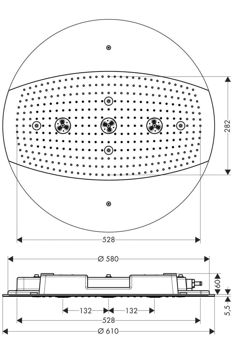 Верхний душ Hansgrohe Rainmaker 600 3jet без подсветки, 26115000