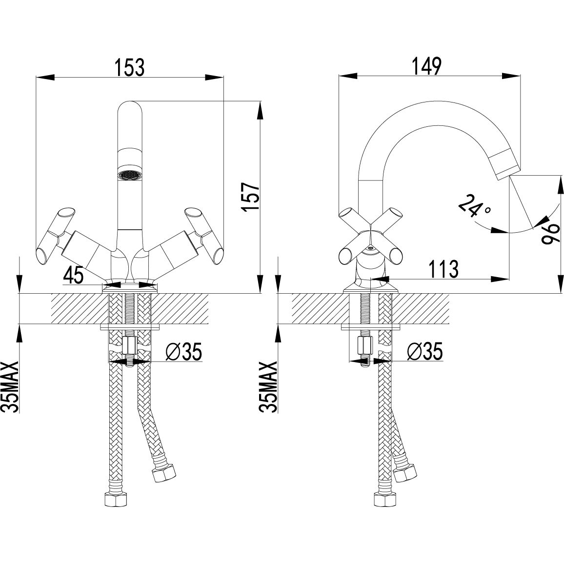 Смеситель для умывальника с поворотным изливом Lemark Praktica, LM7507C