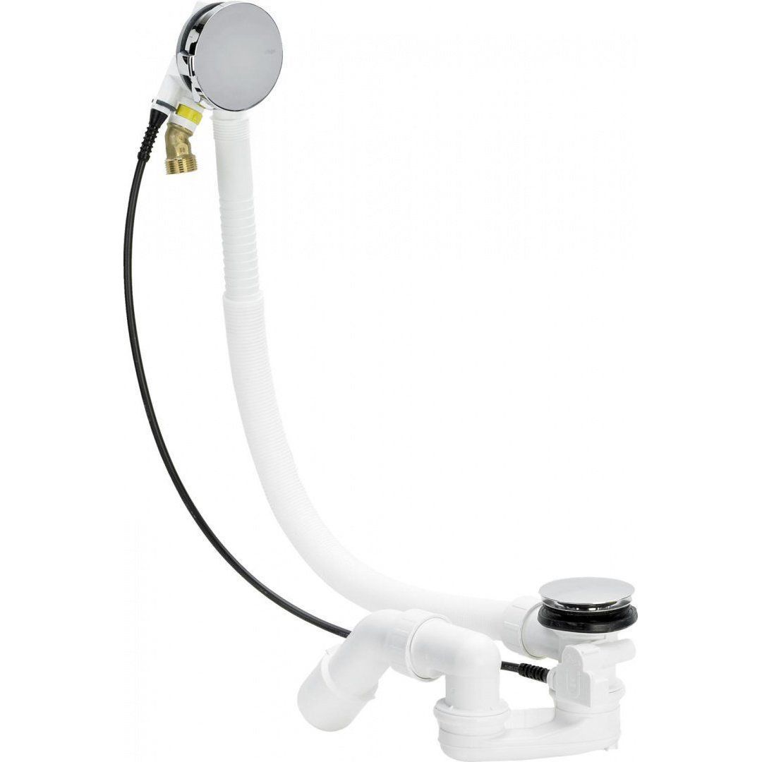 Сифон для ванны Viega Simplex Trio с наполнением переливом, удлиненный, накладка MT5, 728014