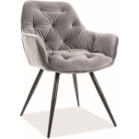 Стул кухонный Signal Cherry Velvet Bluvel 14 серый/черный мат, CHERRYVCSZ