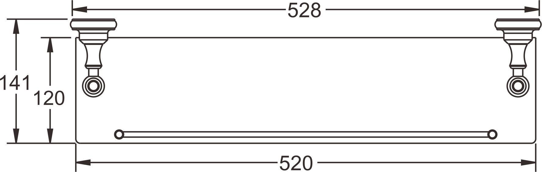 Полка стеклянная 1-ярусная Rose, RG1119Q
