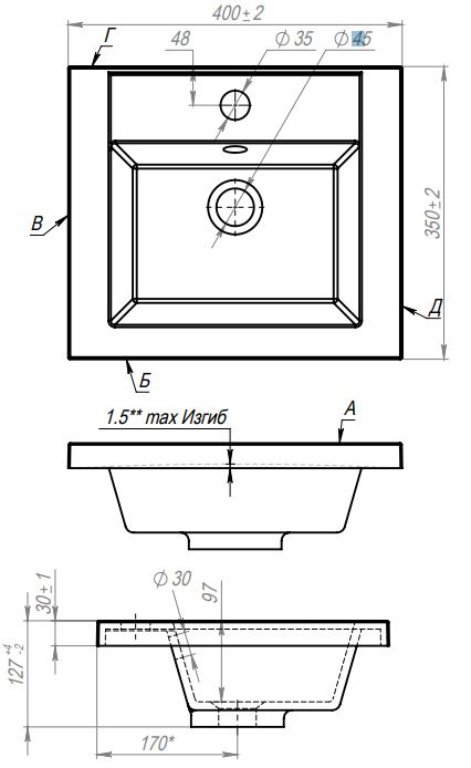 Раковина Andrea 400, 40x35
