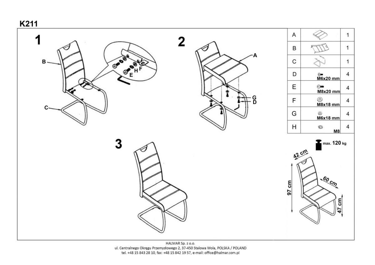 Стул кухонный Halmar K211 черный, V-CH-K/211-KR-CZARNY