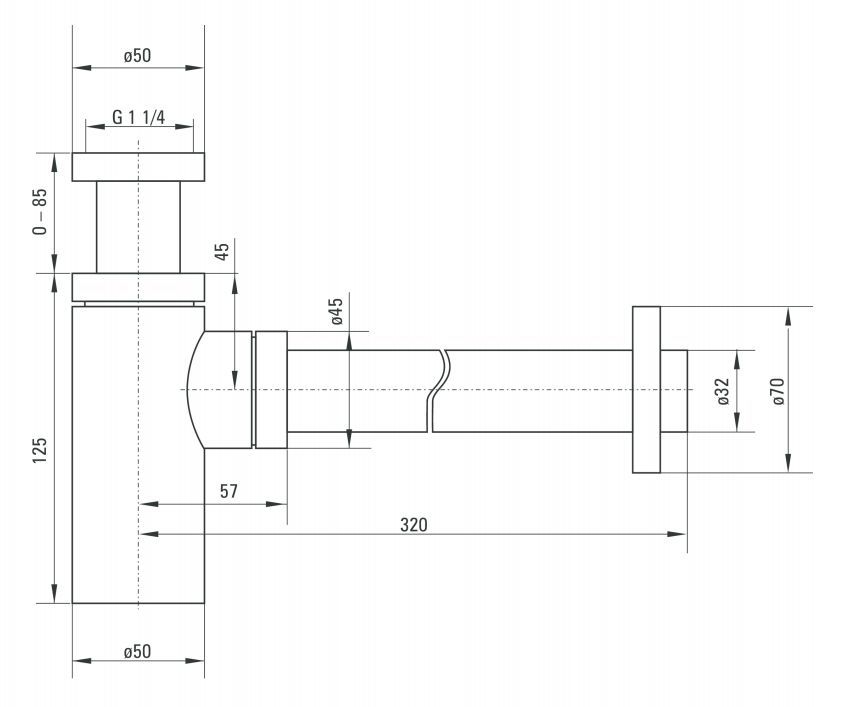 Сифон для умывальника круглый Deante Nero, NHC_B31K