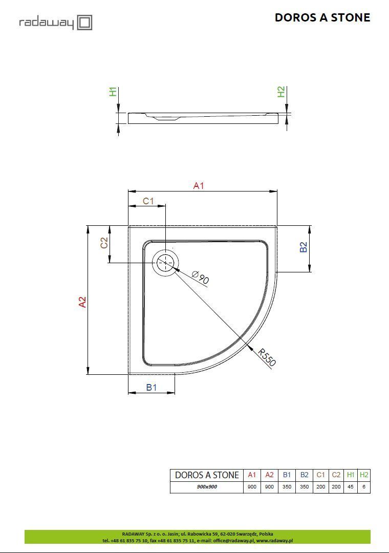 Душевой поддон Radaway Doros A Stone White