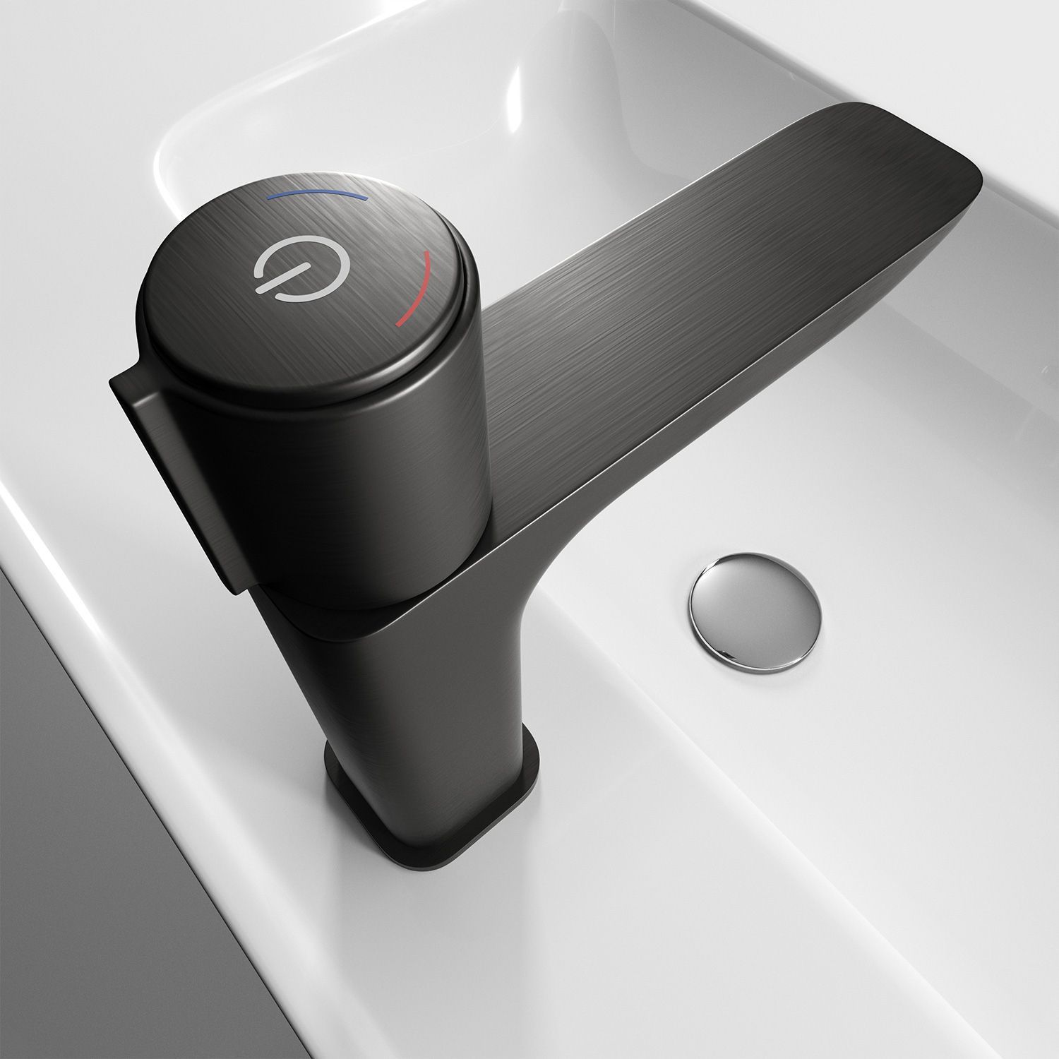 Смеситель для умывальника с управлением Push Control, графит, Iddis Slide, SLIGMBTi01