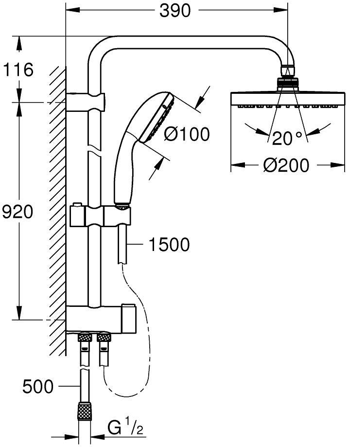 Душевая система Grohe New Tempesta 200, 26452001