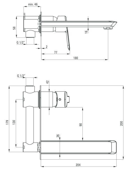 Смеситель для раковины скрытого монтажа Deante Arnika Nero, BQA_N54L