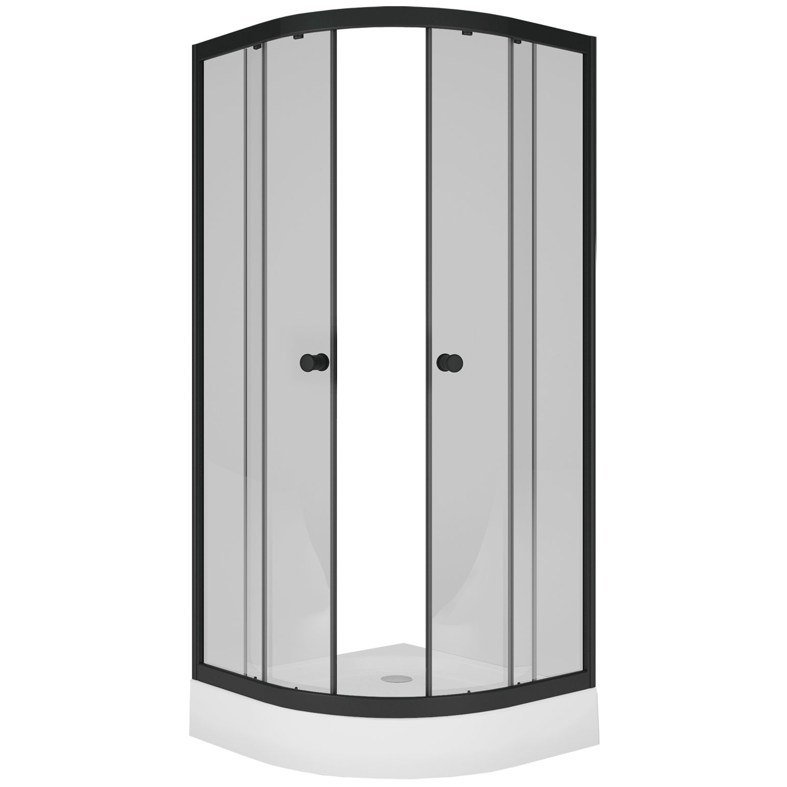 Полукруглый душевой уголок Метакам Universal Black (прозрачное стекло)