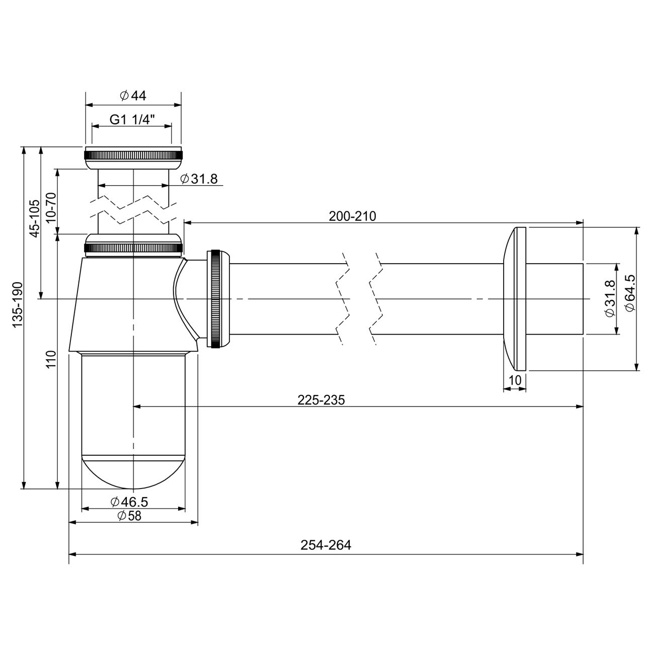 Сифон для раковины Wellsee Drainage System, 182103000