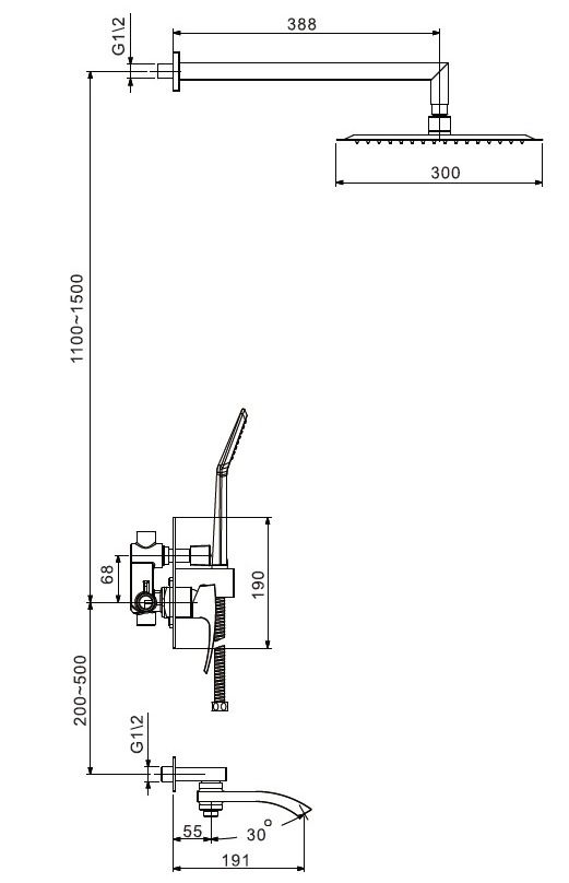 Встроенная система для ванны Gappo G7107-4
