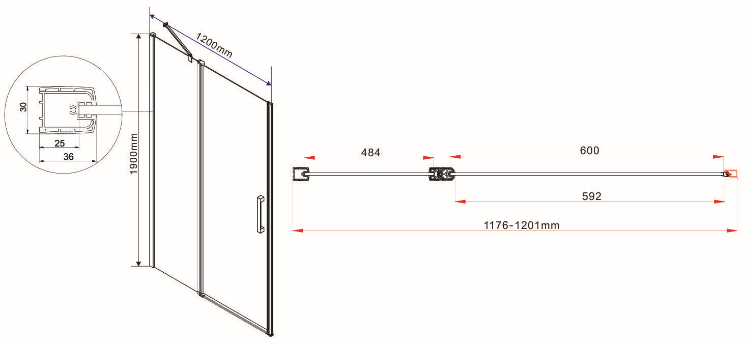 Душевая дверь Vincea Orta 120, VPP-1O-CL