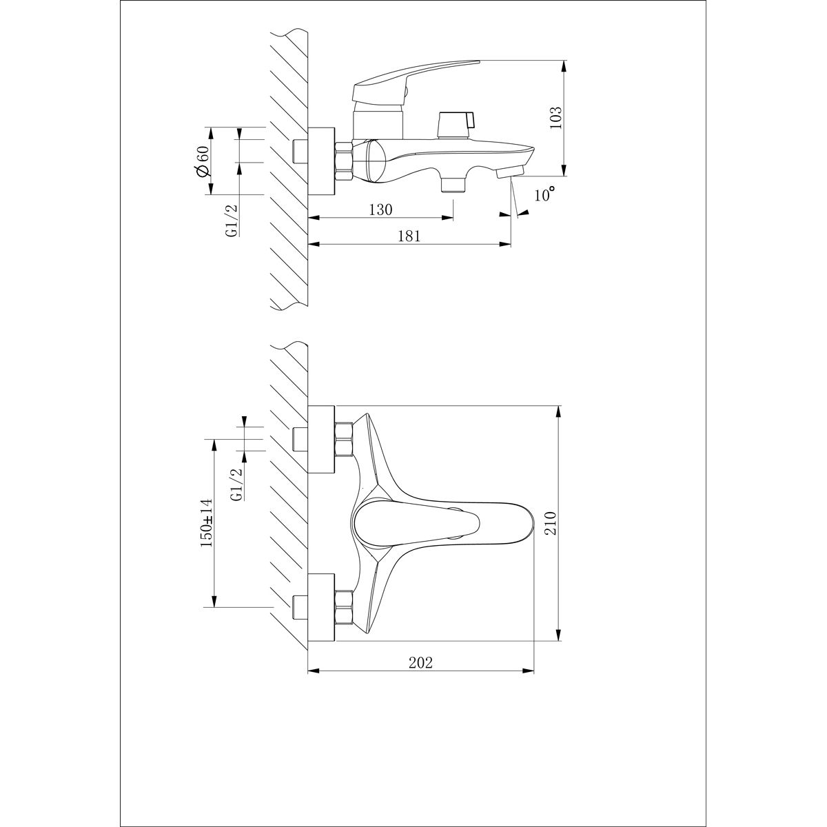 Смеситель для ванны с коротким изливом Lemark Linara, LM0414C