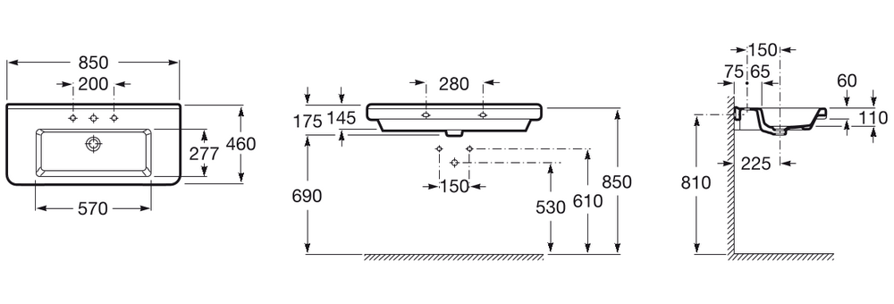Умывальник Roca Dama-N 85, A327781000