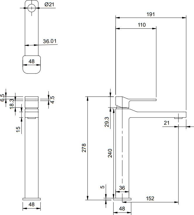 Высокий смеситель для умывальника Omnires Slide, SL7712CR