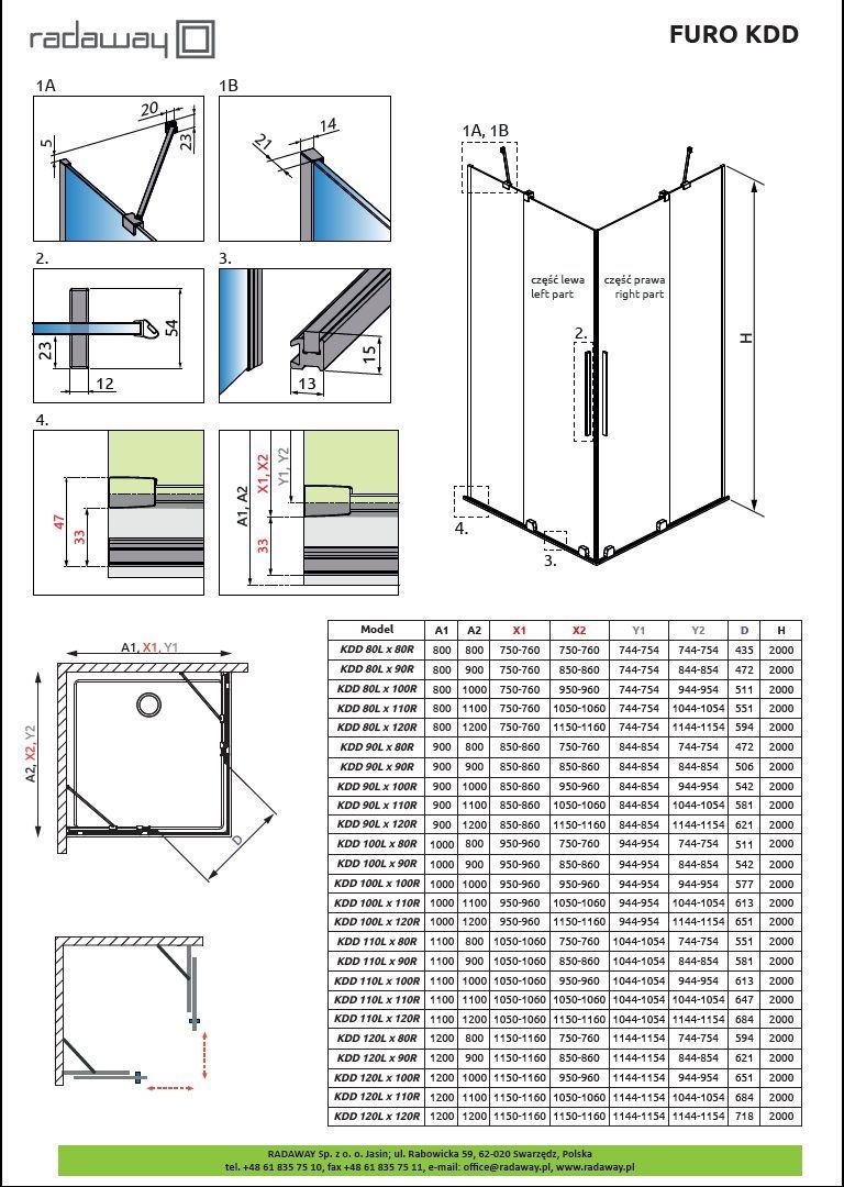 Душевой уголок Radaway Furo Black KDD