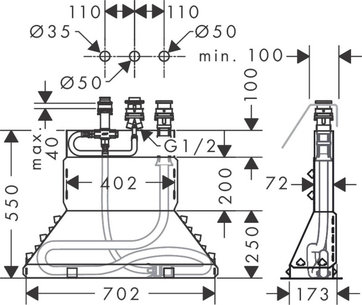 Скрытая часть смесителя для ванны Hansgrohe, 13437180