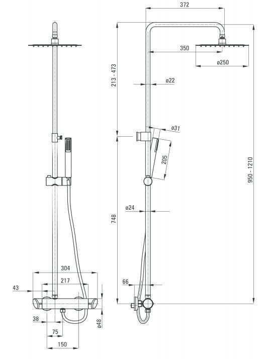 Душевая колонна Deante Cascada Arnika, NAC_N1QK