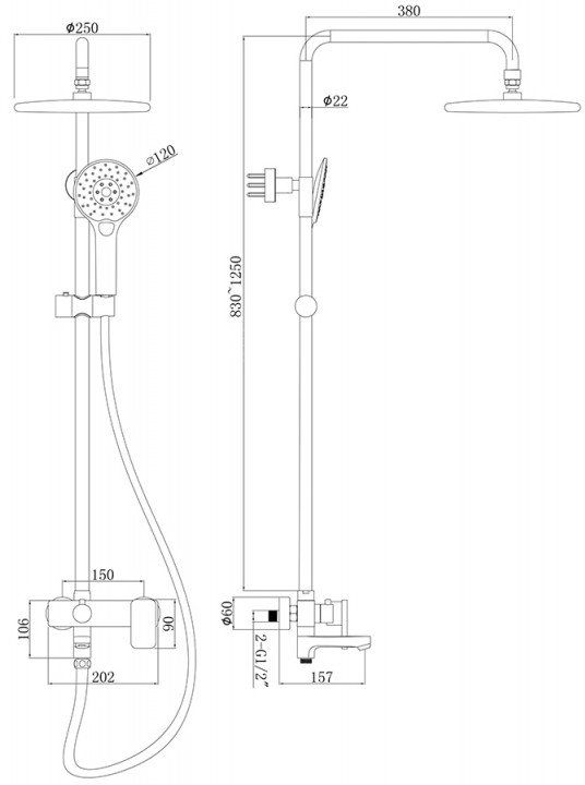 Душевая колонна со смесителем Bravat Riffle F6336370CP-A