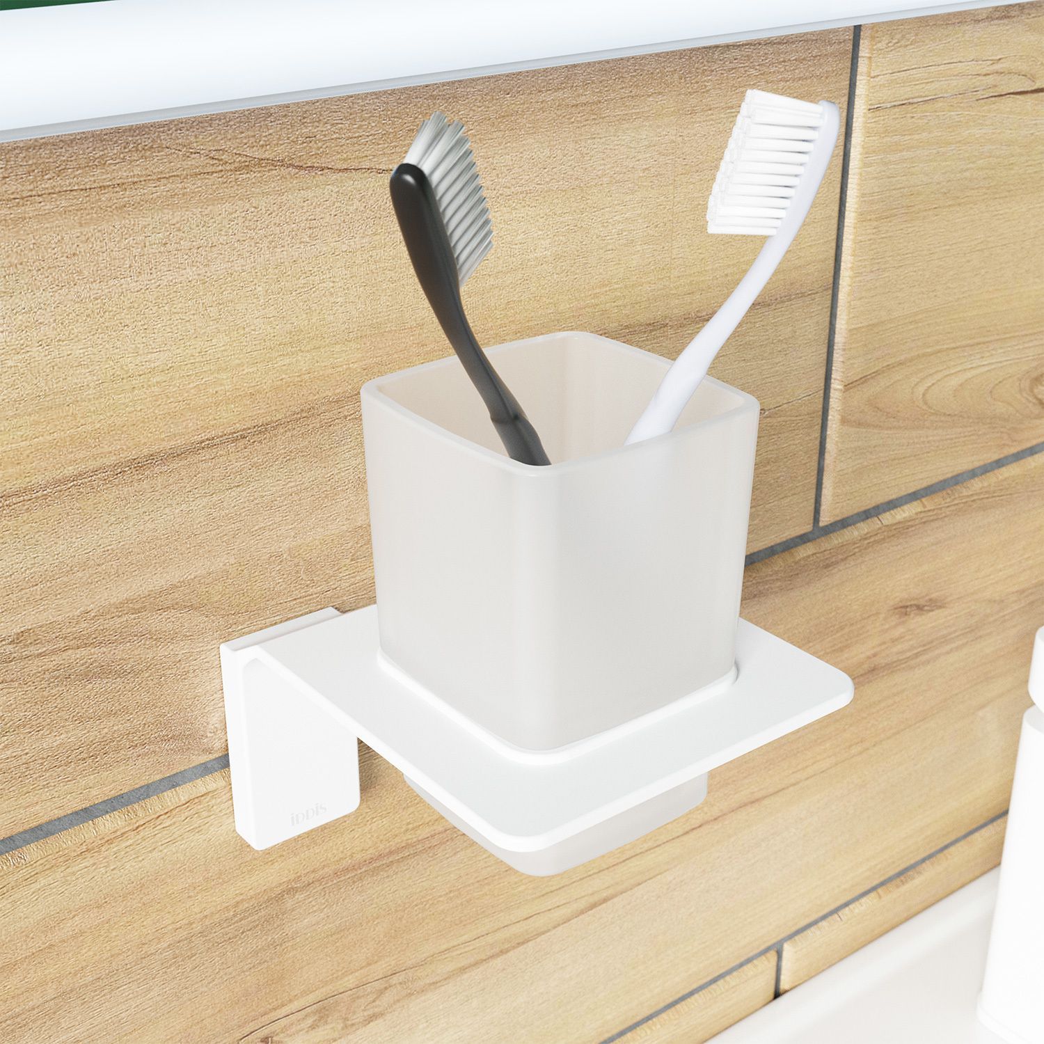 Подстаканник одинарный, матовое стекло, сплав металлов белый матовый, Iddis Slide, SLIWTG1i45