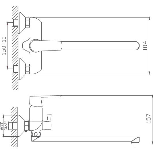 Смеситель для ванны с длинным изливом Haiba HB22804