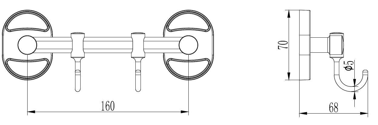 Планка с 2 подвижными крючками Ledeme L1915-2
