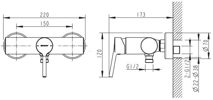 Смеситель для душа Bravat Palace F9172217CP-01