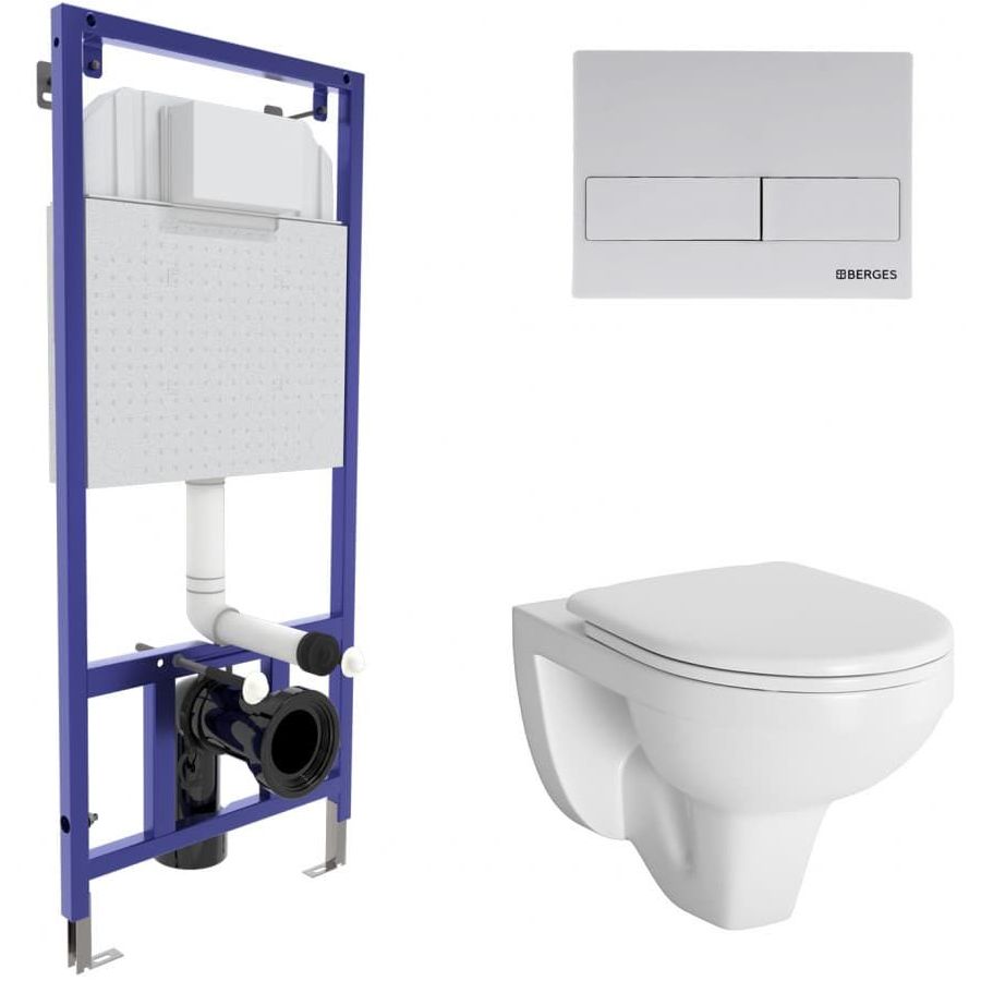 Комплект Berges Novum, кнопка L4 Soft Touch белая, унитаз Gamma, сиденье Gamma, 042428
