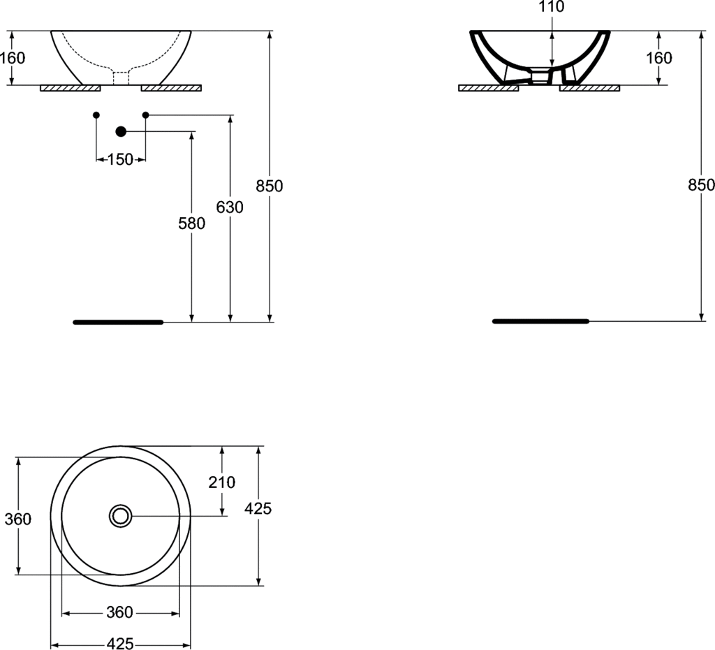 Умывальник-чаша круглый Ideal Standard Strada 42, K078301