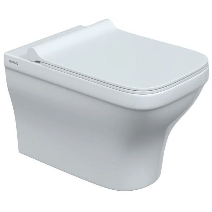 Комплект Berges Novum, кнопка L3 хром глянец, унитаз Strati Rimless, сиденье Strati Slim, 042448