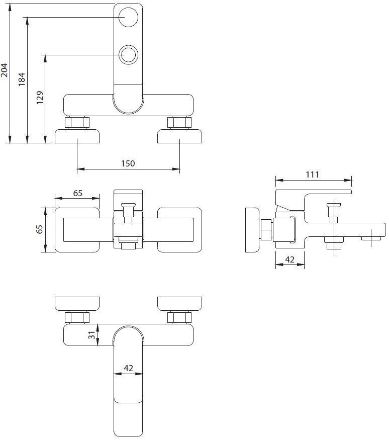 Смеситель для ванны Omnires Baretti, BA7830BL