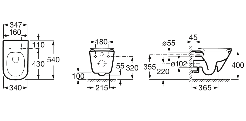 Унитаз подвесной Roca The Gap Clean Rim с пневмокрышкой, 34647L000 + 801472001