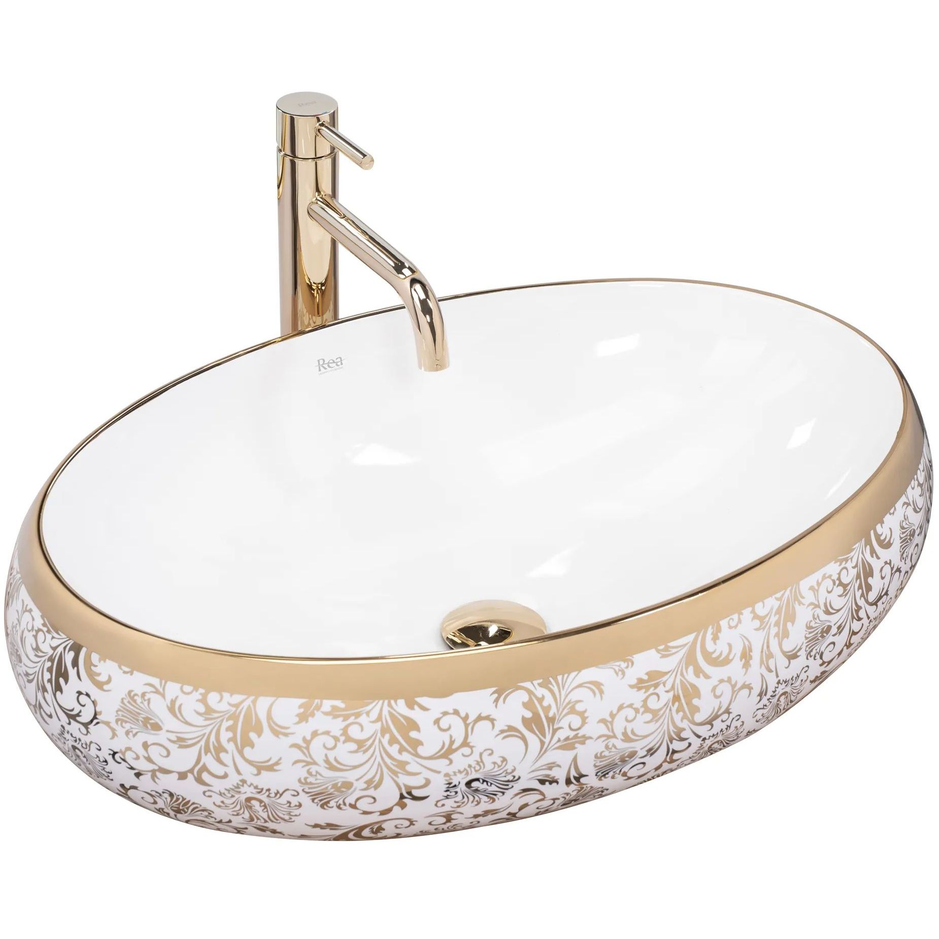 Умывальник Rea Meryl White/Gold 60x40.5, REA-U5054