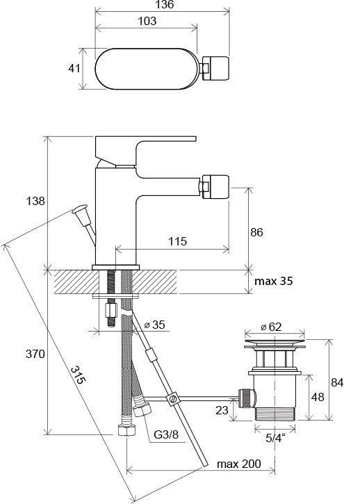 Смеситель для биде Ravak Chrome CR 055.00, X070055