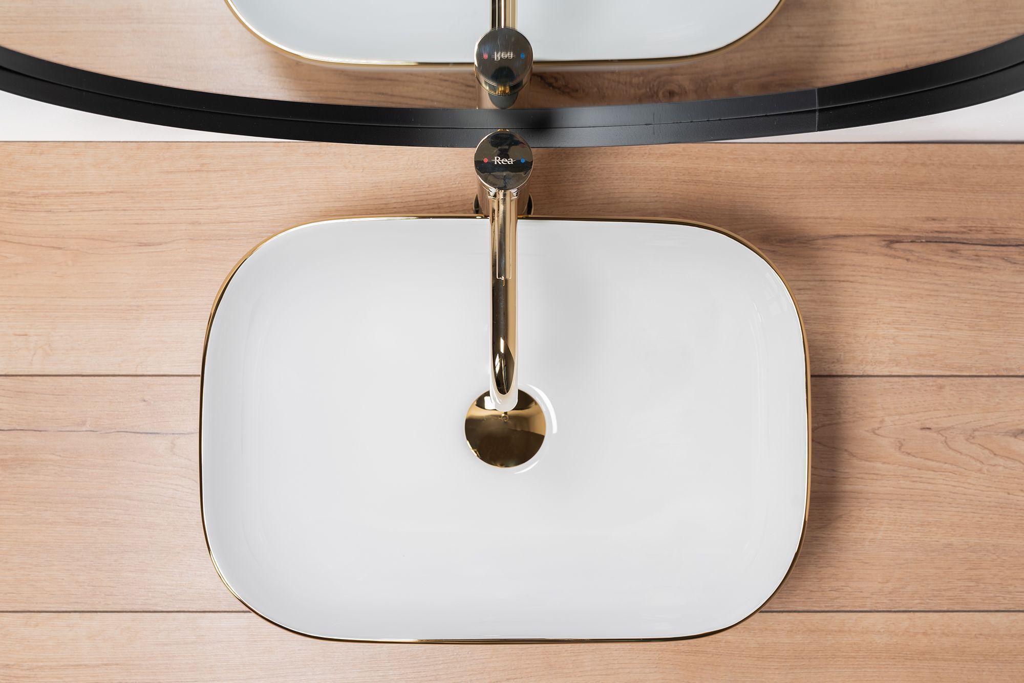 Умывальник Rea Belinda Gold Edge 46.5x33.5, REA-U8736