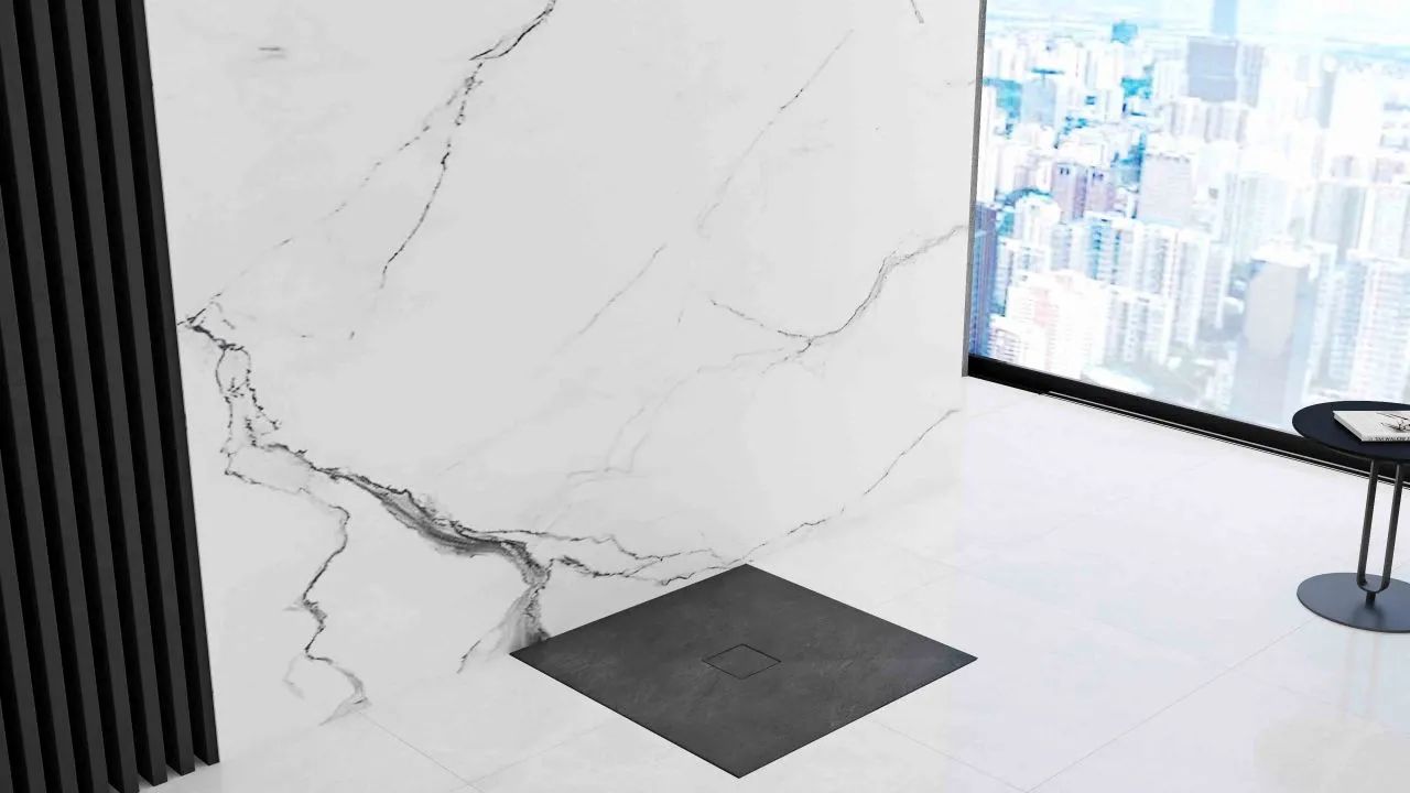 Поддон Rea Black Stone 90x90, REA-K9601