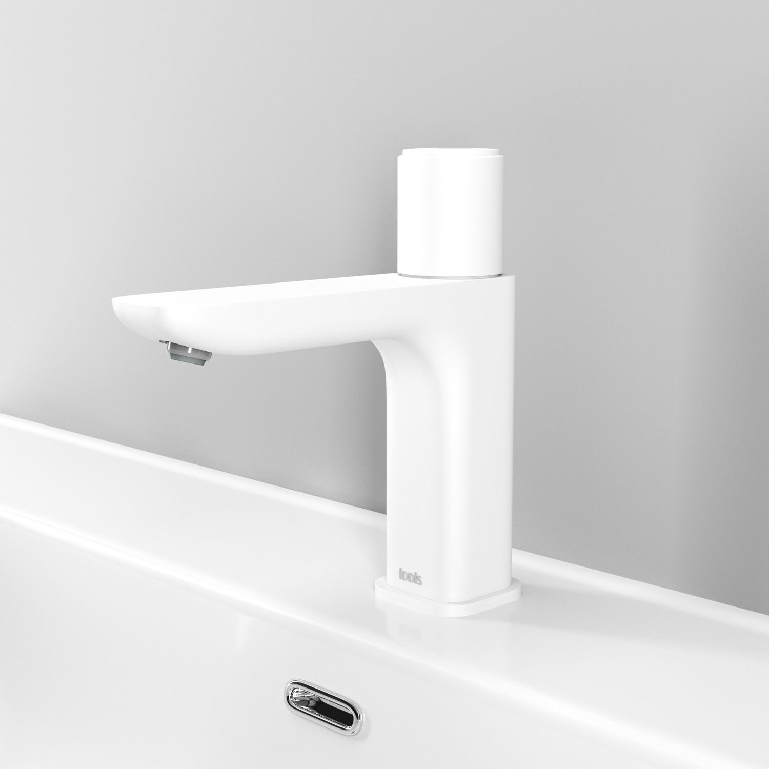 Смеситель для умывальника с управлением Push Control, белый матовый, Iddis Slide, SLIWTBTi01