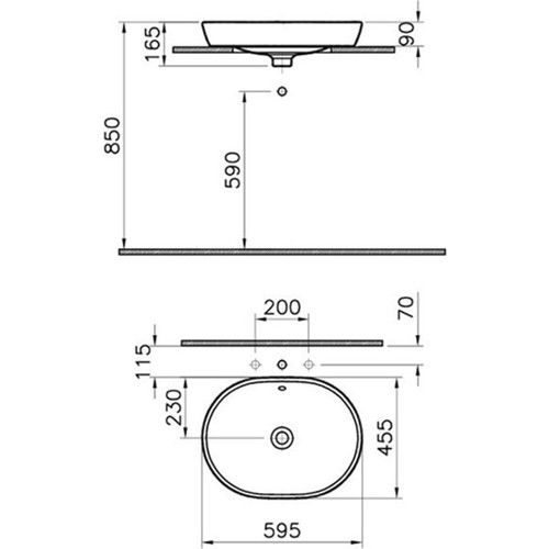 Раковина накладная Vitra Metropole 60x45.5, 5942B003-0012